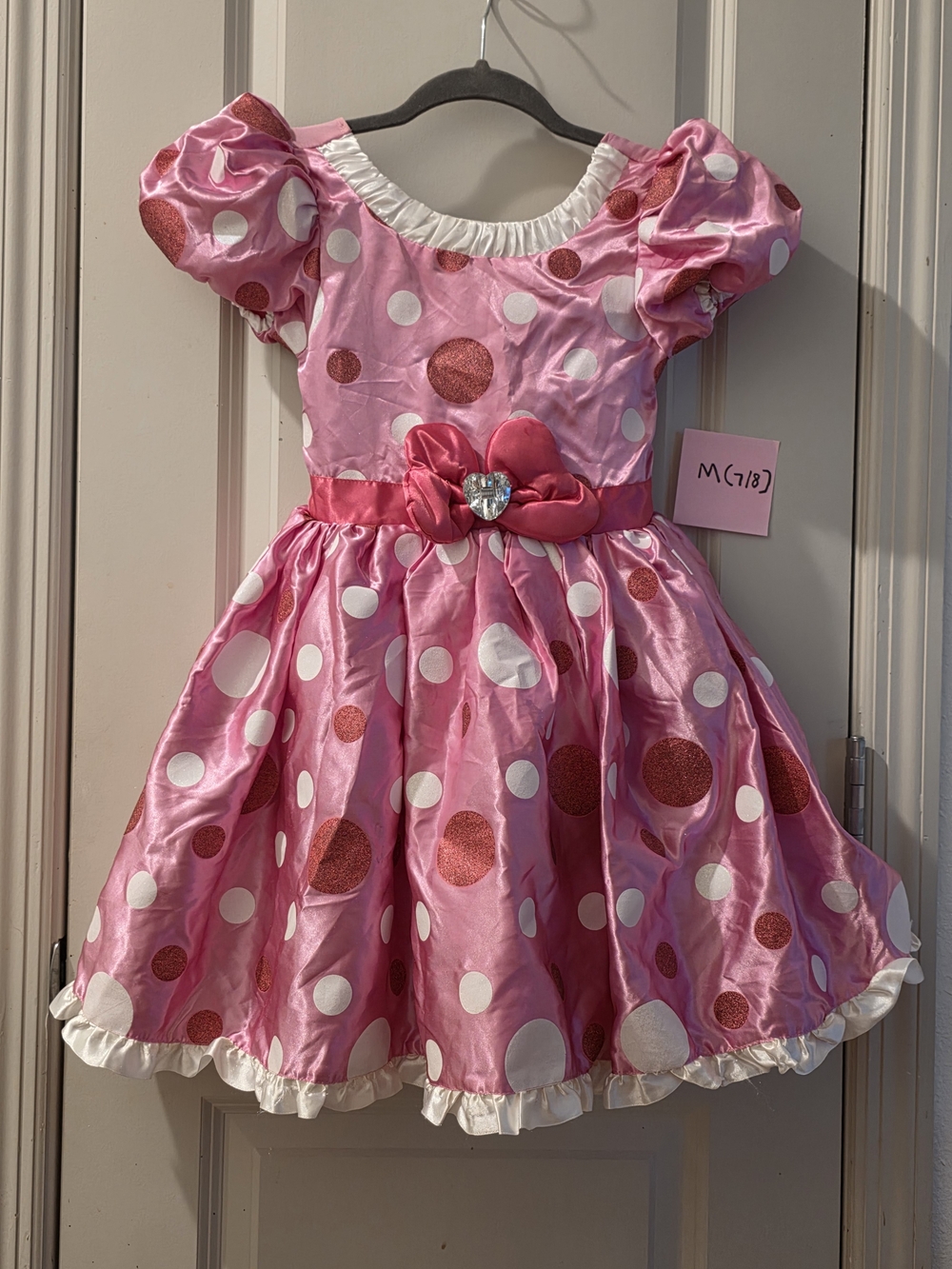 Pink Polka Dot Girls' Costume Dress with Bow